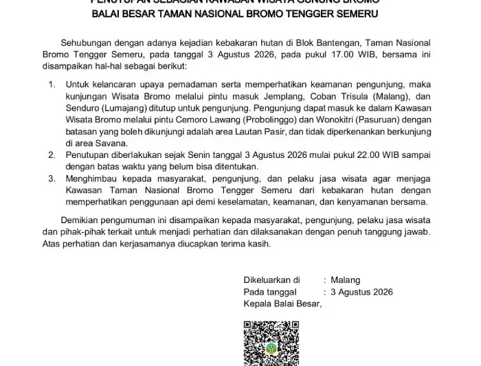 Ilustrasi penutupan gunung bromo untuk artikel Penutupan gunung bromo: TNBTS Tutup Sebagian Kawasan Wisata…