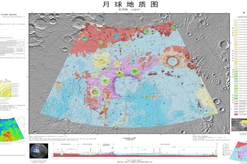 Ilustrasi peta geologi bulan untuk artikel Tiongkok Rilis Peta Geologi Bulan Skala 1:5 Juta